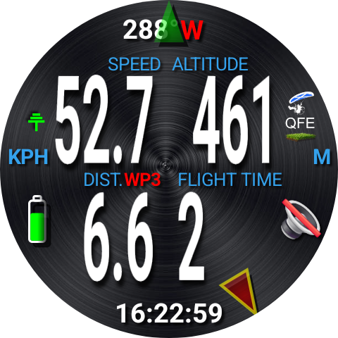 Flight screen navigating to waypoint 3, 6.6 km away